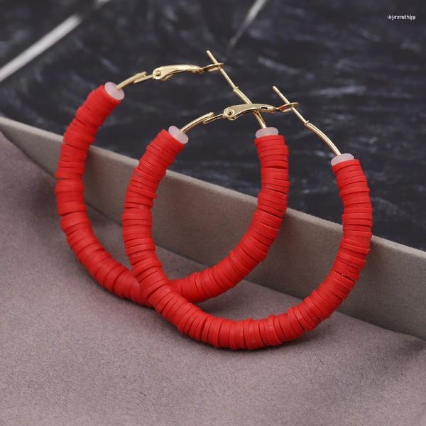 Boucles d'oreilles créoles pour femmes 2023 tendance bijoux fantaisie polymère argile pendentif anneaux accessoires femmes filles