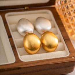 Boucles d'oreilles créoles métal français tréfilage givré rond mode classique luxe contracté plaqué or 18 carats pour femmes bijoux