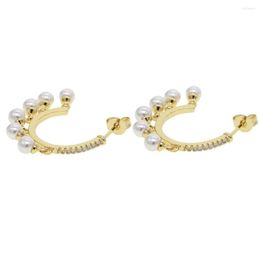 Boucles d'oreilles créoles en perles de mer fraîches, couleur or, grandes, pour cadeau de mariage