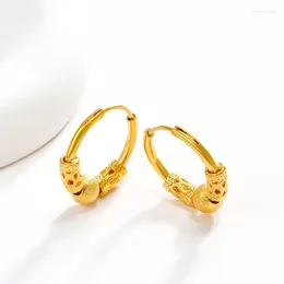 Boucles d'oreilles de cerceau perle givrée pour les femmes vintage plaquées avec des bijoux à la mode de mariage d'oreille doré 24K