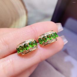 Boucles d'oreilles de cerceau Fs 3 4 mm Natural Diopside Ear Backle S925 STERLING Silver For Women Fin Fashion Charm marinations bijoux Meibapj avec