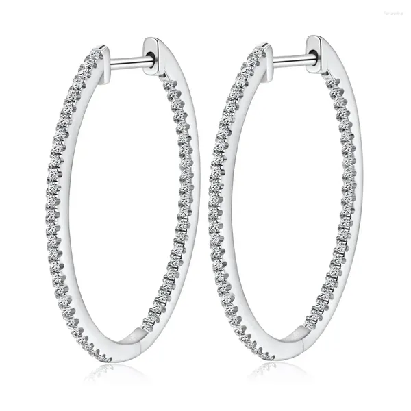 Boucles d'oreilles créoles en Moissanite pour femmes, en argent Sterling 925, clou de forme ovale, diamant, bijoux de fête d'anniversaire, cadeau