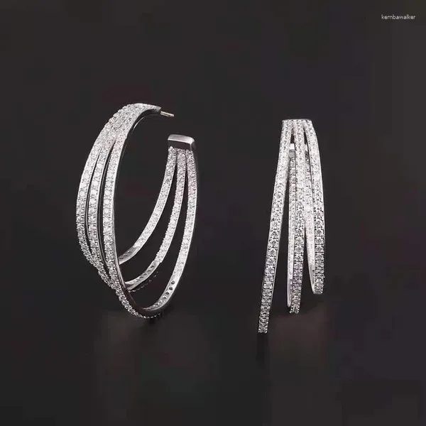 Boucles d'oreilles cerceau Funmode à la mode 3 rangées cercle Zircon pour les femmes accessoires de robe de mariée boucle d'oreille ronde en gros FE366