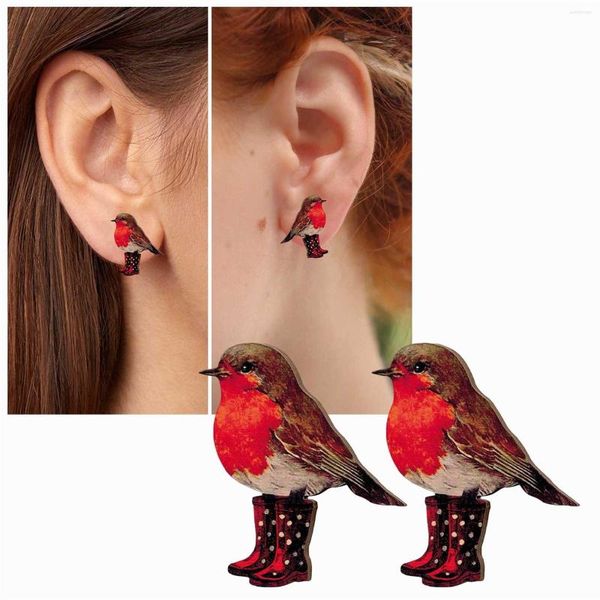 Boucles d'oreilles créoles Funny Bird Red With Shoes Cute Dangle Trendy Chain