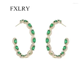 Boucles d'oreilles créoles FXLRY mode couleur scintillante zircone pavée cercle de cristal complet luxe femmes bijoux CZ