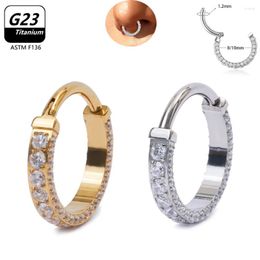 Pendientes de aro G23 titanio circón segmento con bisagras CZ piedras Clicker anillos cartílago de la nariz Tragus cuerpo Piercings Accesorios