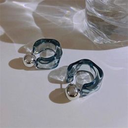 Hoop oorbellen Gattvict Koreaanse schattige Actylische diepzee voor vrouwen Fashion Esthetic Transparant Half Circle Stus Sieraden