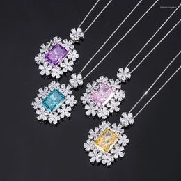 Boucles d'oreilles créoles véritables bijoux 2023 S925 tout corps argent haute teneur en carbone diamant Radian coupe fleur pendentif créatif collier M