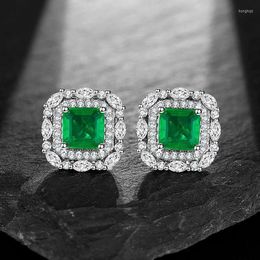 Creolen echte echte Juwelen bunt mit Imitation Smaragd Quadrat 6 Low Diamond Intarsien Lvbao Female High