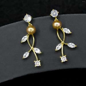 Boucles d'oreilles créoles véritables vrais bijoux doux Style coréen Branches brillent Zircon perle bijoux Ins Cool vent robe de mariée Acc