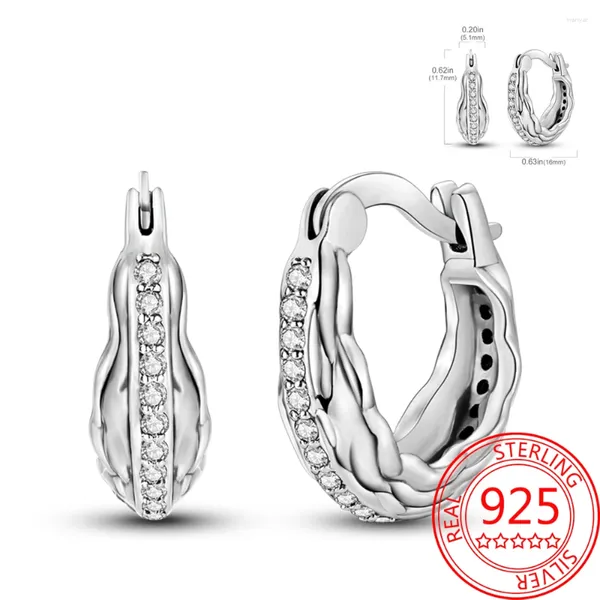 Boucles d'oreilles créoles lignes géométriques en argent Sterling 925, cristal ondulé romantique, bijoux Boutique pour femmes, cadeau avec accessoires