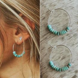 Hoop oorbellen Geometrische ronde blauwe natuursteen kralen voor vrouwen mode handgemaakt bohe drop sieraden cadeau bruiloftsfeestje