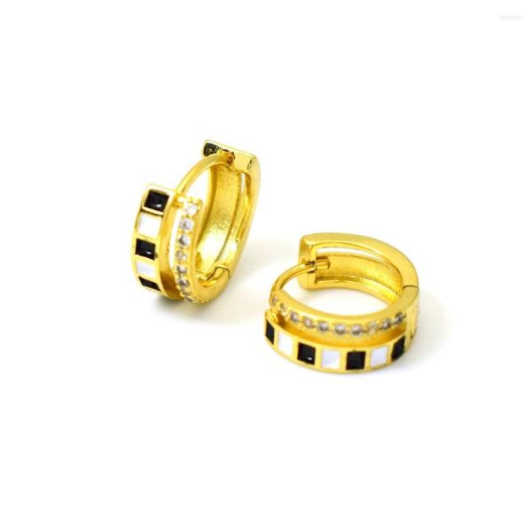 Boucles d'oreilles cerceaux géométriques simples en émail petit cercle de mode féminine en or rempli 18k bijoux en zircone cubique