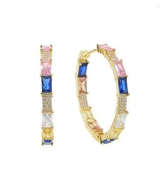 Boucles d'oreilles cerceau géométrique carré Baguette Cz Pastel coloré Huggie boucle d'oreille superbe tendance femmes bijoux 9923979