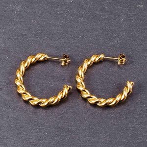 Hoop oorbellen Geometrische titanium staal Goud kleurcirkel knuffel voor vrouwen mode punk sieraden twist brincos 2022