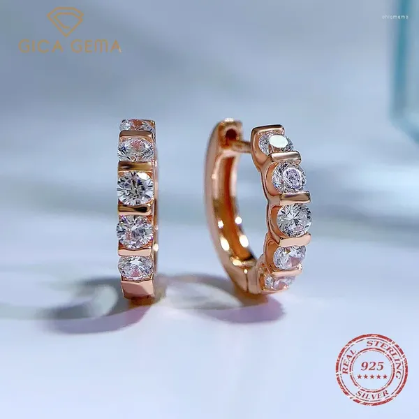 Boucles d'oreilles créoles Gica Gema 925 argent plaqué or Rose mode créative Zircon pour femmes tendance luxe mariage fête d'anniversaire bijoux