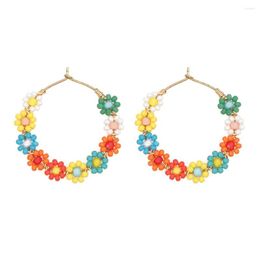 Pendientes de aro Go2Boho 2022 Daisy Earring Miyuki Beads Colorful Flower Hoops para mujer hecho a mano con cuentas Ear Ring joyería de verano