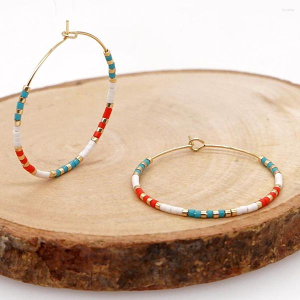 Pendientes de aro Go2BoHo, pendientes chapados en oro, joyería de estilo nativo con cuentas, acero inoxidable bohemio para mujer, joyería, anillos para los oídos, regalos