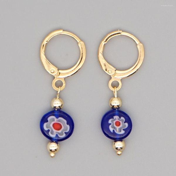 Boucles d'oreilles créoles Go2Boho tendance goutte pour femmes bijoux 2022 plaqué or cercle mode Boho Millefiori perle bijoux boucle d'oreille pendante