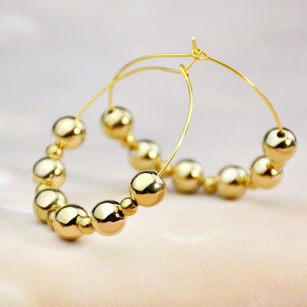 Boucles d'oreilles cerceau couleur or perles pendentif bijoux pour femmes petit cercle rond Simple anneaux d'oreille accessoire E0260