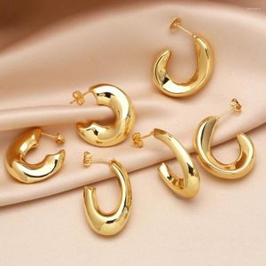 Boucles d'oreilles créoles couleur or en forme de C pour femmes, cercle rond poli, Huggie, bijoux simples, cadeaux de fête, Ersw40