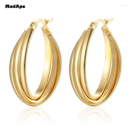 Boucles d'oreilles cerceaux Gold Coucle Creole Creole en acier inoxydable Big Round Wives Cadeaux pour les femmes