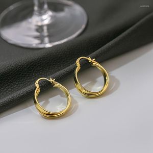 Boucles d'oreilles créoles couleur or français exquis Double cercle pour les femmes mode conception irrégulière boucle d'oreille esthétique Femme bijoux de fête