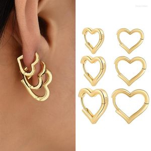Boucles d'oreilles cerceau couleur or en forme de cœur, boucle d'oreille circulaire pour femmes, breloque tendance, petite boucle d'oreille, bijoux à la mode, cadeau 2199