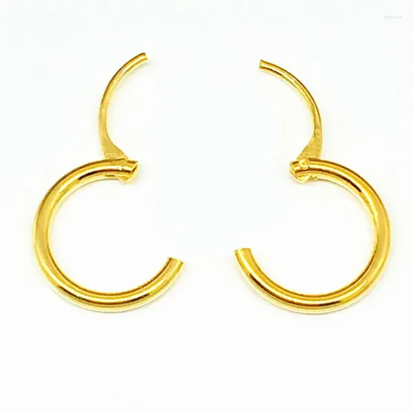 Boucles d'oreilles créoles couleur or pour femmes, en argent Sterling 925 véritable, petits bijoux ronds à la mode, non allergiques aux oreilles