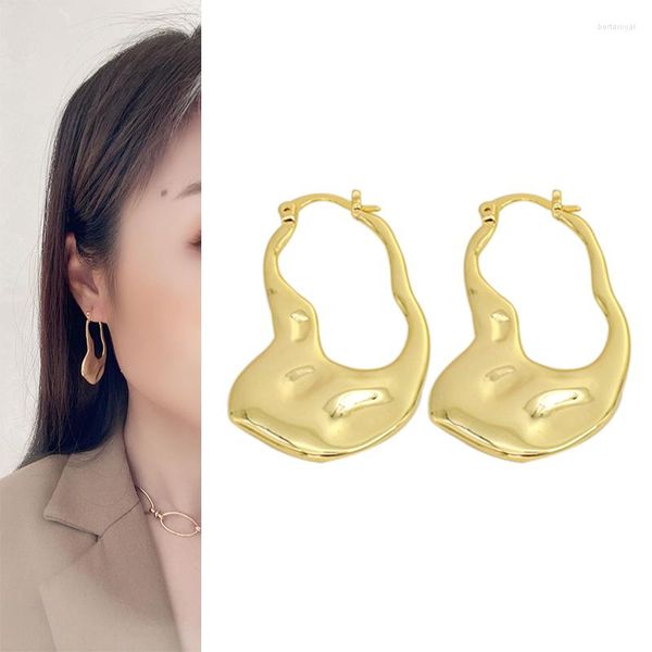 Boucles d'oreilles créoles couleur or rectangulaires, tendance pour femmes et filles, Bijoux de fête à la mode, Bijoux de qualité, Gif, 2023