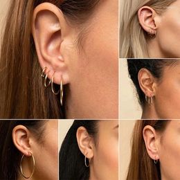 Boucles d'oreilles créoles couleur or, cercle rond pour femmes et hommes, 3/4/5/6/7cm, Piercing d'oreille, petites et grandes boucles d'oreilles, bijoux, vente en gros