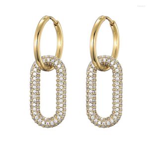 Hoepel oorbellen goud kleur ronde roestvrijstalen zirkonia koper ovale rechthoek voor vrouwen oor sluiting sieraden