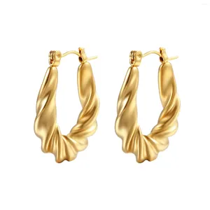 Boucles d'oreilles cerceaux Gold Couleur en acier inoxydable pour les femmes Géométric Piercing 2024 Tendance de mode de mariage bijoux de bijoux