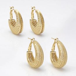Boucles d'oreilles cerceaux Gold Couleur épaisse Drop pour femmes Hollow Big Bringle Brass Glass's Placing Bijoux Piercing Ear Accessoires