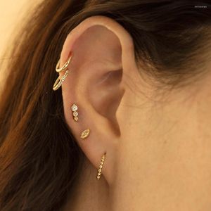 Boucles d'oreilles créoles Or Vermeil 925 Sterling Silver Minimal No Cz Small Beaded For Women Mini Huggie Earring Multi Piercing Circle Hoops