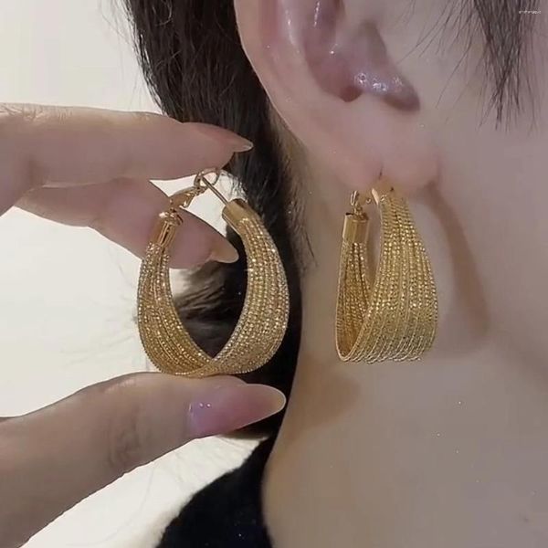 Boucles d'oreilles créoles en métal géométrique Simple doré argenté pour femmes, tendance, personnalité, cercle multicouche, bijoux à la mode, cadeaux, 2023