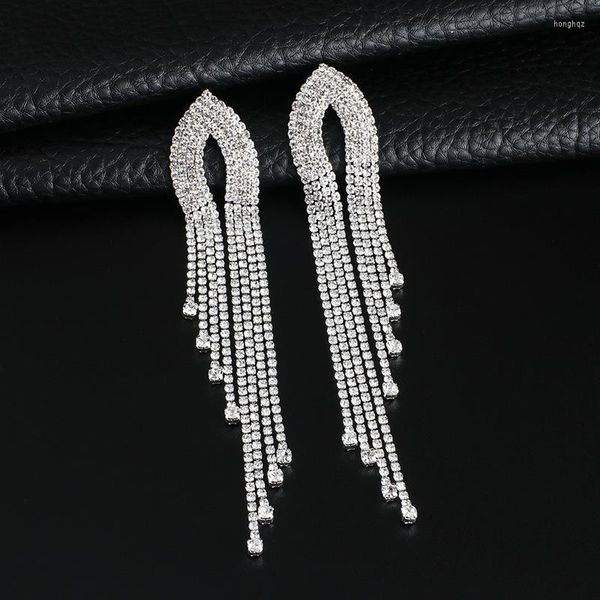 Boucles d'oreilles créoles Magnifiques strass en cristal Gradué Tassel Small Stone Drop Lady Accessoires.