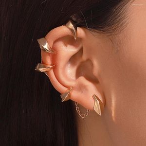 Boucles d'oreilles créoles gothique démon Java oreille suspendue Punk foncé géométrique métal Ins mode Clip sans oreille Piercing femme