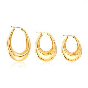 Boucles d'oreilles créoles Style gothique couleur or ovale 10mm 13mm 20mm acier inoxydable oreille bijoux accessoires Brinco fête cadeau en gros