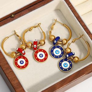 Oorringen Greatera Trendy Rood Blauw Emaille Oog Hanger Roestvrij Staal Voor Vrouwen Vergulde Waterdichte Sieraden 2023