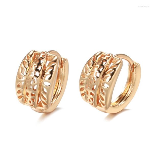 Pendientes de aro Grier 2023 moda flor hueca geometría pendiente 585 oro rosa Simple para mujeres joyería fina para regalos al por mayor