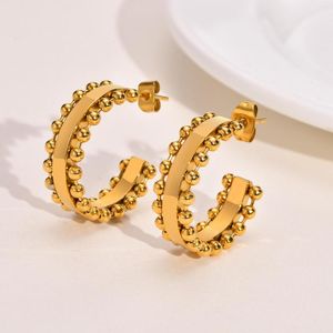 Hoop oorbellen half open kralen bal earring medium eenvoudige roestvrijstalen stokbrood damesjuwelen