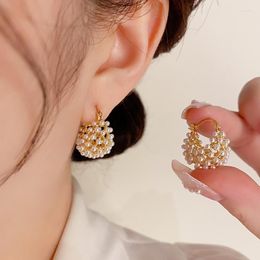 Boucles d'oreilles créoles Haute Couture, panier découpé français plein de perles pour femmes, bijoux à la mode accessoirisés pour filles, 2023