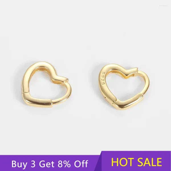 Pendientes de aro Heart Hoops Hollow Out Jewelry 925 Sterling Silver Certified para mujeres Rose Gold Fine Originales Anillos de orejas