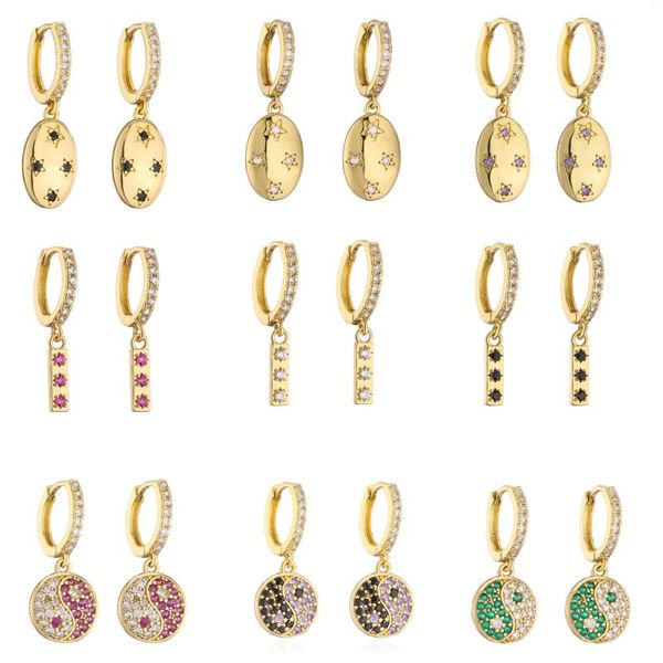 Boucles d'oreilles HECHENG pour femmes, petites boucles d'oreilles Huggie, bijoux de fête, accessoire en forme d'étoile Tai Chi, vente en gros