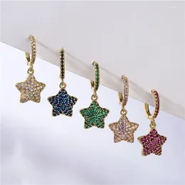 Boucles d'oreilles créoles HECHENG brillant Zircon cristal balancent pour femmes Punk géométrique étoile pendentif 2024 bijoux