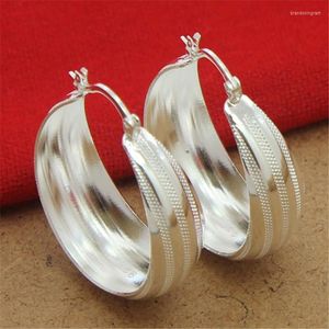 Hoop oorbellen Hoogwaardige 925 Sterling Silver Fashion Striped Car Flower 3,5 cm voor vrouwen bruiloftsbetrokkenheid sieraden geschenken