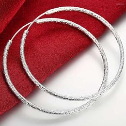 Boucles d'oreilles créoles haute qualité mode 925 argent Sterling Simple gommage 3.5 cm/5.0 cm pour les femmes mariage fiançailles bijoux