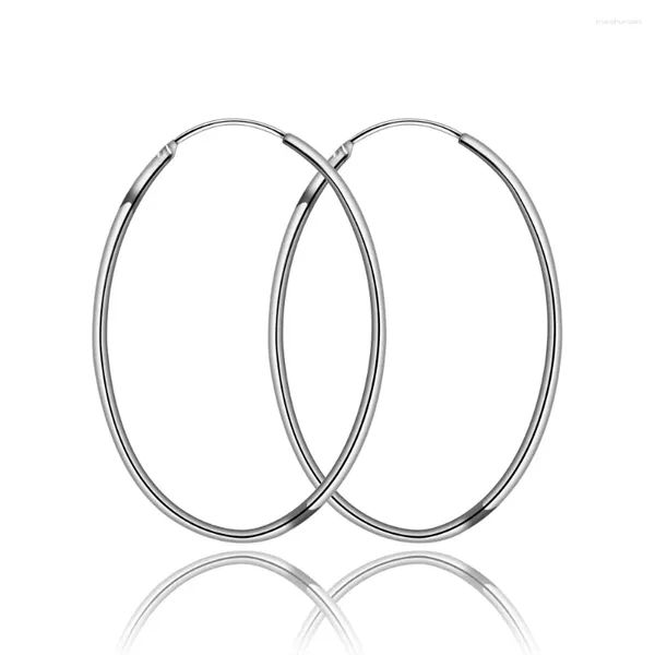 Boucles d'oreilles créoles de haute qualité, bijoux tendance en argent Sterling 925, 3MM 5MM, cercle lisse, boucle d'oreille ronde pour femmes, cadeaux de fiançailles de mariage