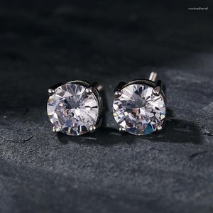 Hoop oorbellen Hip Hop voor mannen en vrouwen 8mm ronde CZ verharde edelsteen oorr earring goud vergulde sieraden zilver